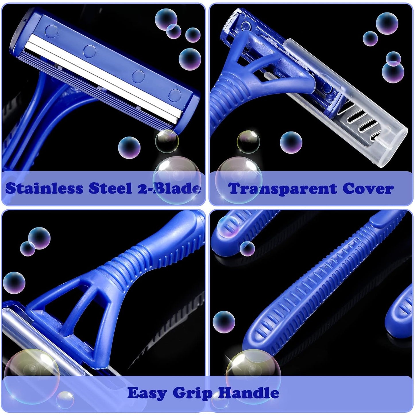 200 Pieces Disposable Razor Bulk for Men Individually Wrapped Twin Blades Shaving Razor for Shaving Safety Hotel Guest House Travel Home Use Portable, Blue