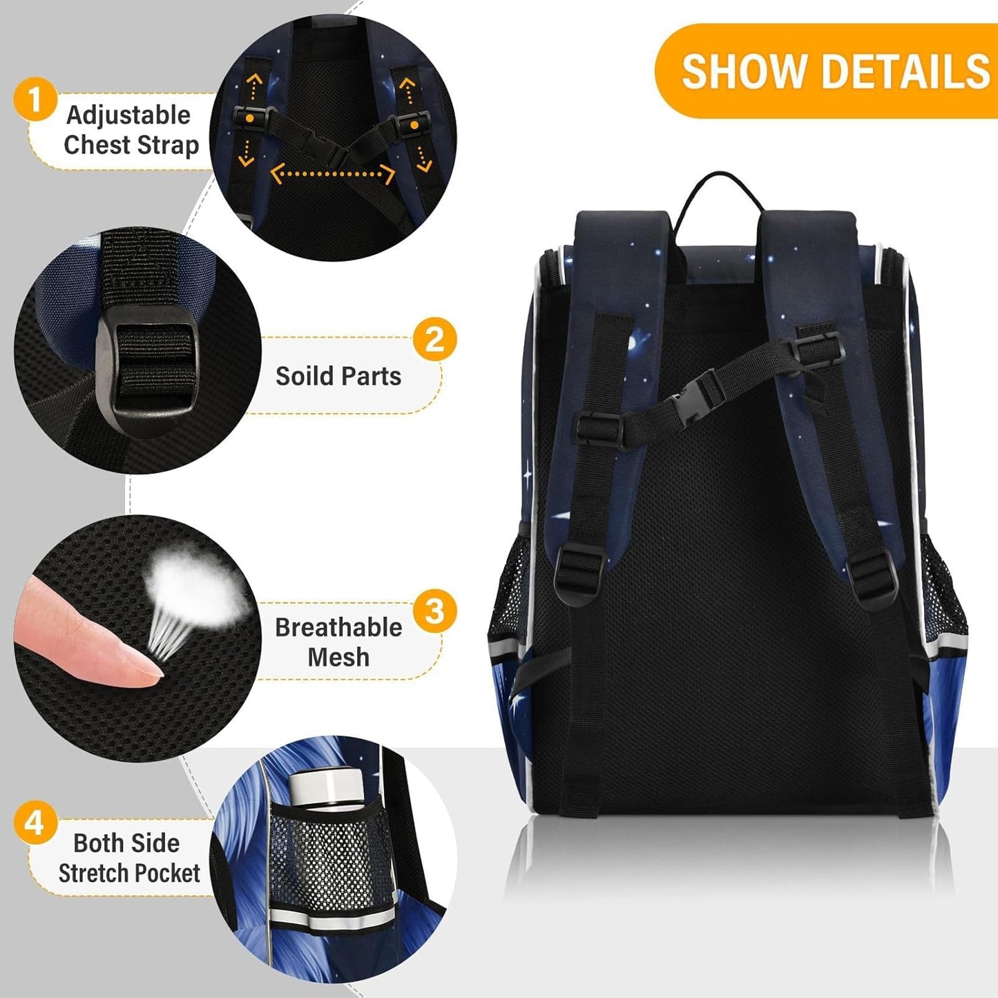 Galaxy Wolf Cute Backpack For Girls Kids Backpack Boys Teen School Bag Bookbag Travel Daypacks