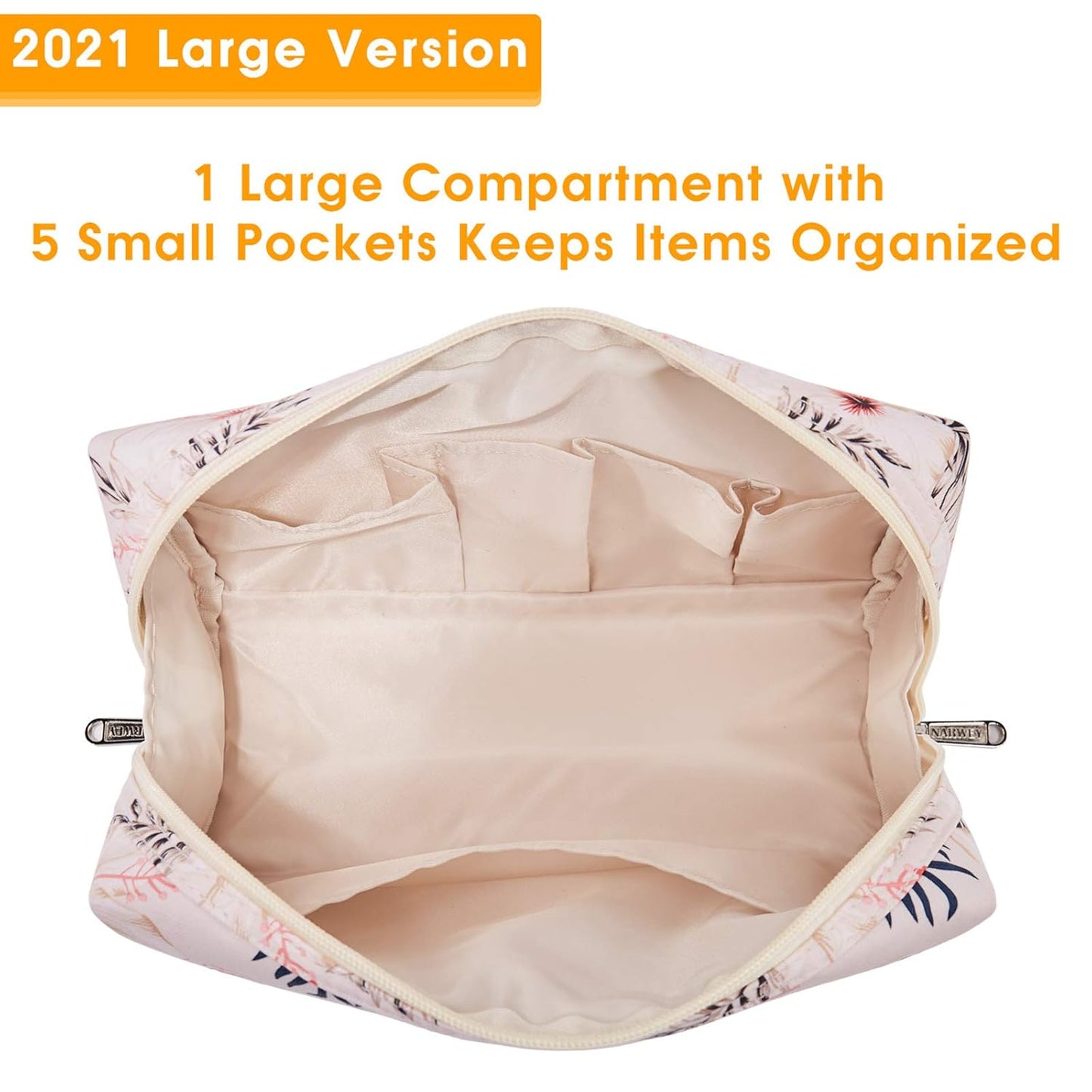 Narwey Cute Makeup Bag Travel Cosmetic Bag Organizer Toiletry Bag Make Up Bags with Compartments