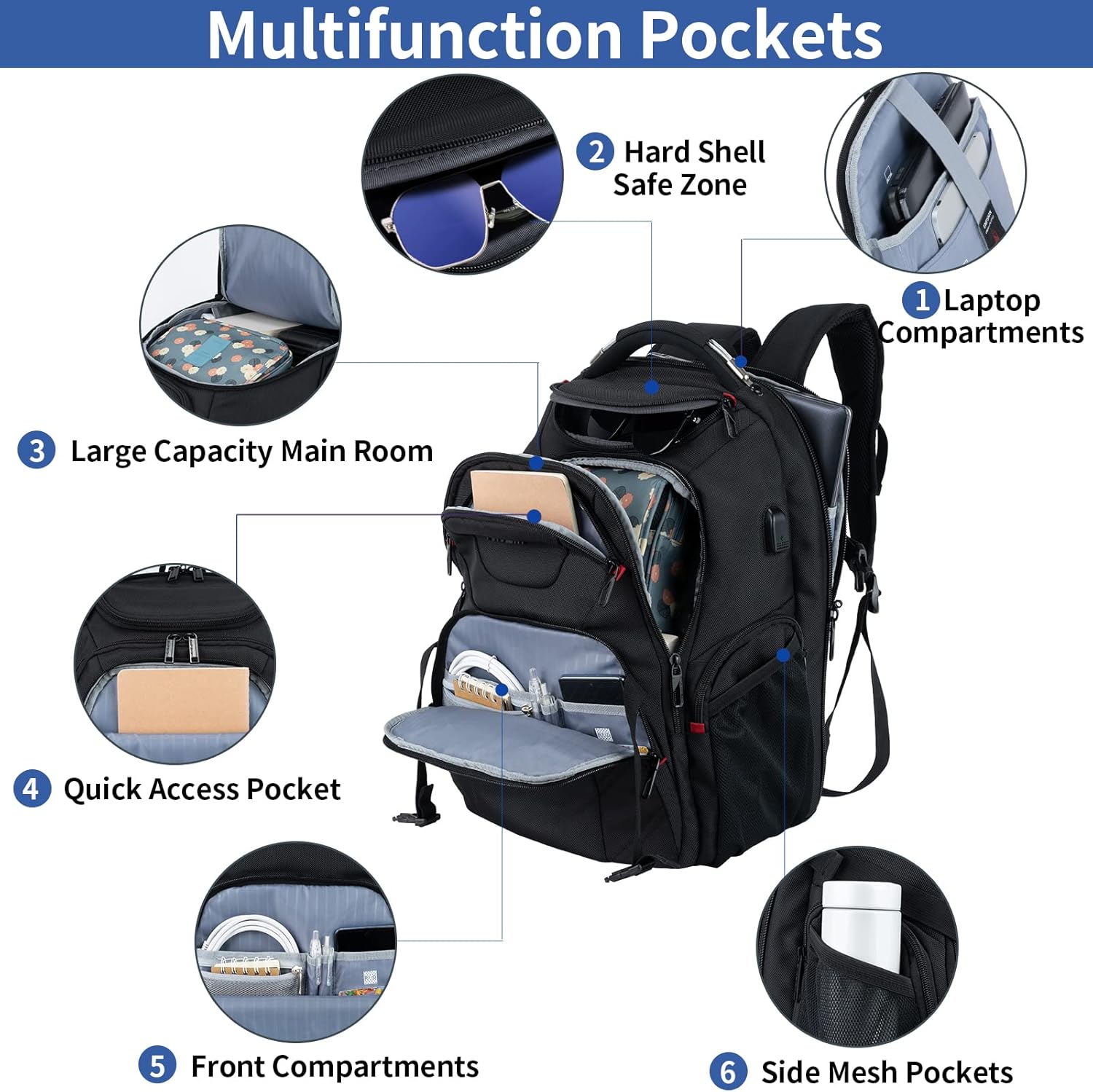 VANKEAN 17.3'' Travel Laptop Backpack TSA Friendly, Water Resistant Anti Theft Extra Large College