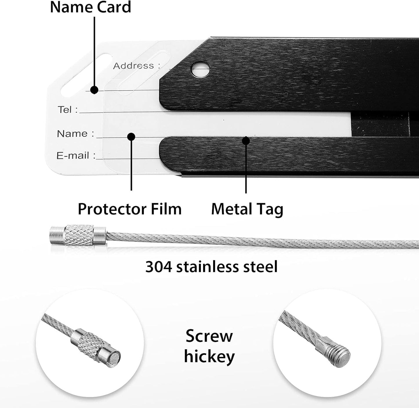 12 Pieces Luggage Tags Business Card Holder Aluminum Metal Travel ID Bag Tag for Suitcases Travel Luggage Baggage Identifier(Red, Silver, Black, Blue, Purple, Gold)