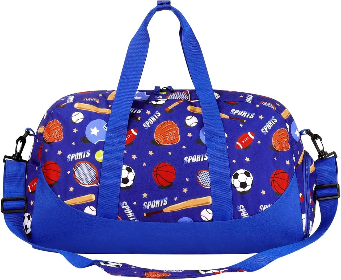 Choco Mocha Kids Duffle Bag for Soccer, Travel, Overnight, Gym, Sports, Sleepover - Boys Weekender Duffel Gift for Toddlers 6-8 Years Old - Blue