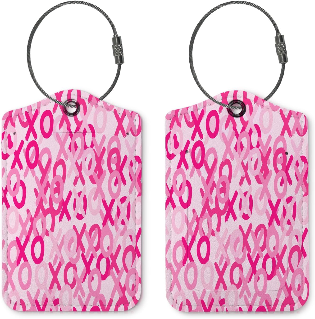 Pink Luggage Tags for Suitcases,Preppy 2 Pack Travel Suitcase Tags,Trendy XOXO Traveling Accessories,Baggage Tag Label with Steel Loop,Boyfriend Girlfriend Gifts,Couple Gifts
