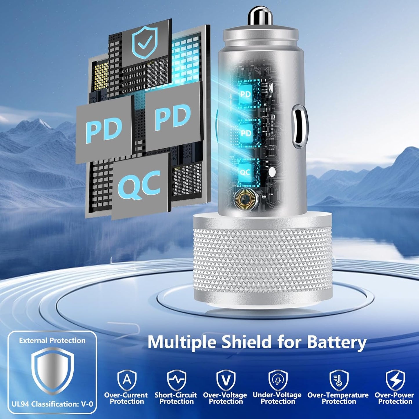 USB C Car Charger, Rombica 3Port 67W Dual USB-C&USB-A Car Power Cigarette Lighter USB Charger Adapter PD/QC Type C Car Charger Fast Charge for iPhone 17 17 Pro 16 15 14 13 12/Galaxy S25 S24/Pixel/iPad