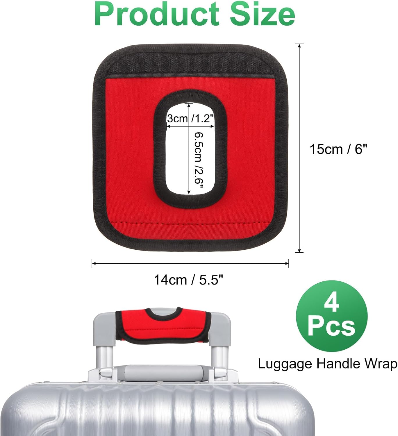 uxcell Luggage Handle Wrap, 4 Pcs Hollow Neoprene Handbag Grip Cover Protector Luggage Identifiers Suitcase Handle Wraps for Luggage Suitcase Travel Bags, Red/Purple