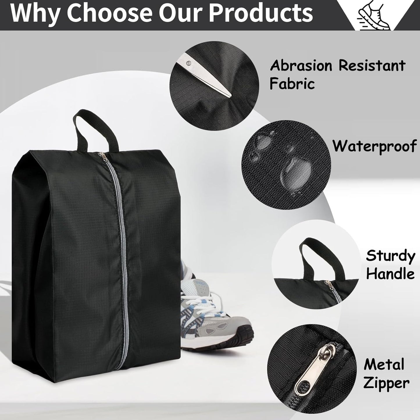 Shoe Bags for Packing, Set of 6 Large Waterproof Portable Shoe Bags with Zipper - Travel Essentials for Women and Men