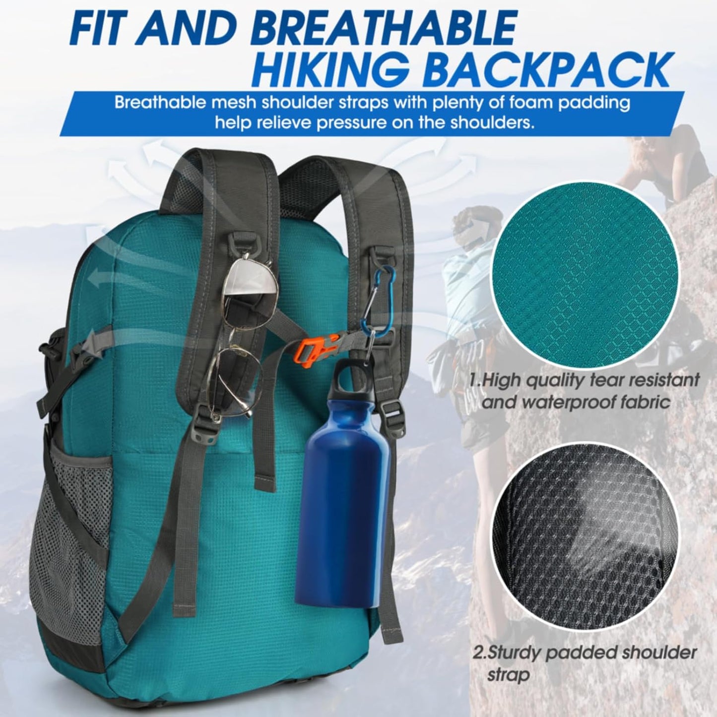 IGOLUMON Hiking Backpack 40L Packable Lightweight Camping Backpack Men Women Waterproof Hiking