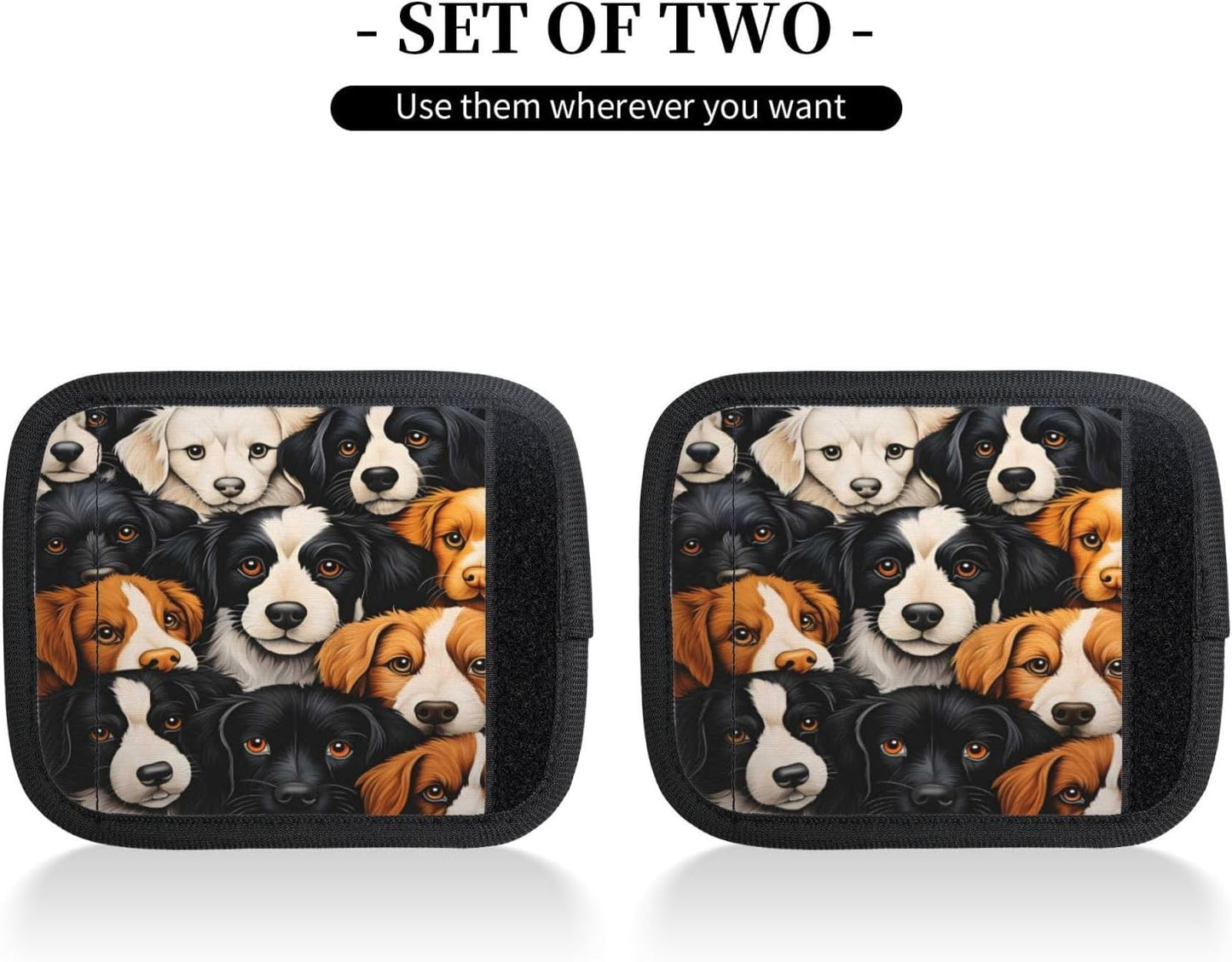 Luggage Handle Wraps Cute Animal Dog Pattern Luggage Identifiers Soft Neoprene Luggage Handle Wraps For Suitcase Trolley Handle Grip Cover 2 Pack Luggage Tags