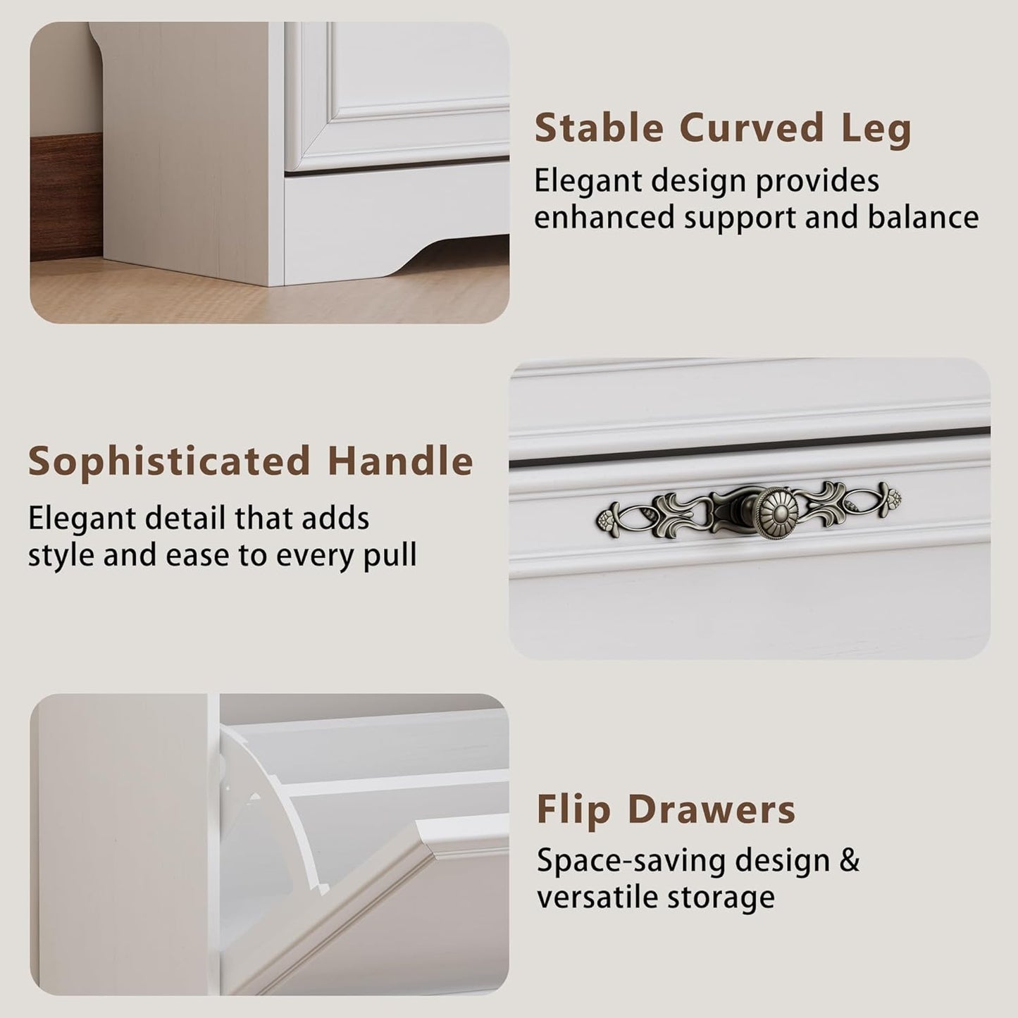 Large Shoe Cabinet for Entryway, 4 Flip Drawer Organizer with Adjustable Shelves, Wooden Slim Shoe Storage Cabinet and Rack for Closet, Hallway, Foyer