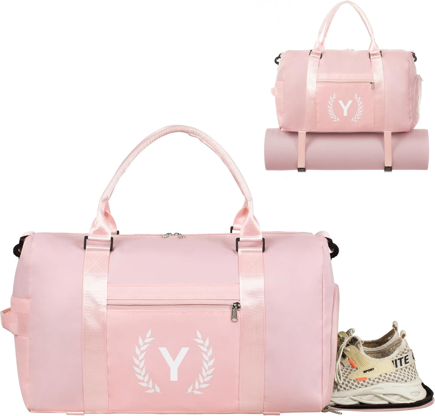 Gym & Sports Duffle Bag, Pink, Y Size, Polyester, Water-Resistant, 20"L x 11"W x 13"H, 5 Compartments, Zipper Closure, Web Handle, Fixed Strap, Travel & Everyday Use