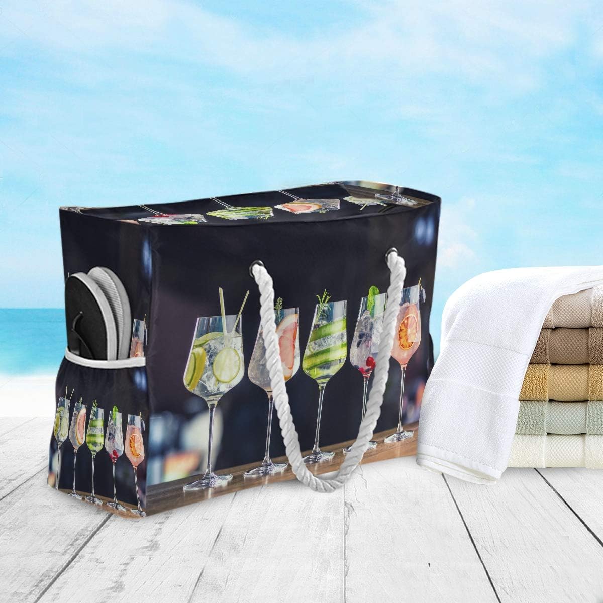 senya Large Beach Shoulder Bags Canvas Tote Water Resistant for Gym Travel Daily