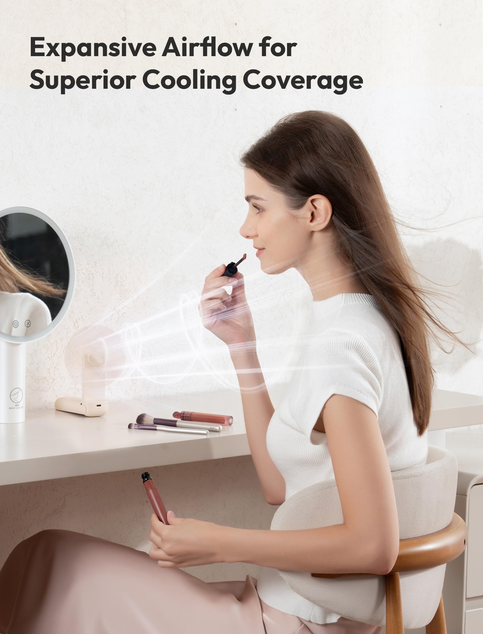 Aecooly Slim Portable Fan, Thin Handheld Fan, USB Rechargeable