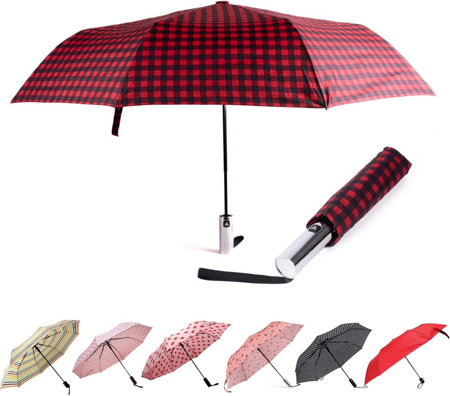 Nollia Windproof Automatic Travel Umbrella, Compact Portable with Reinforced Ribs for Sun & Rain