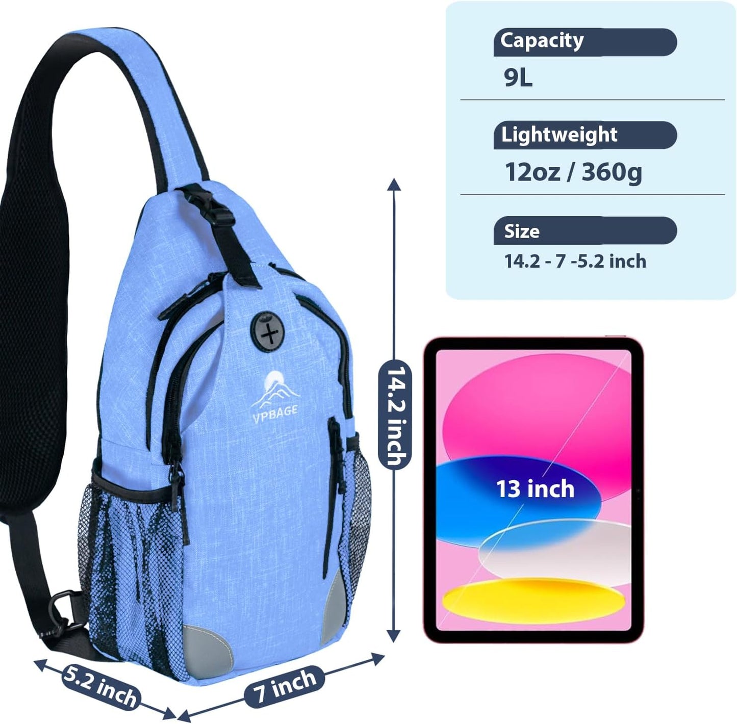 Sling Bag, Crossbody Bag for Men, Cross Body Hiking Backpack, Travel Daypack, Chest Pack with Chest Phone Holder