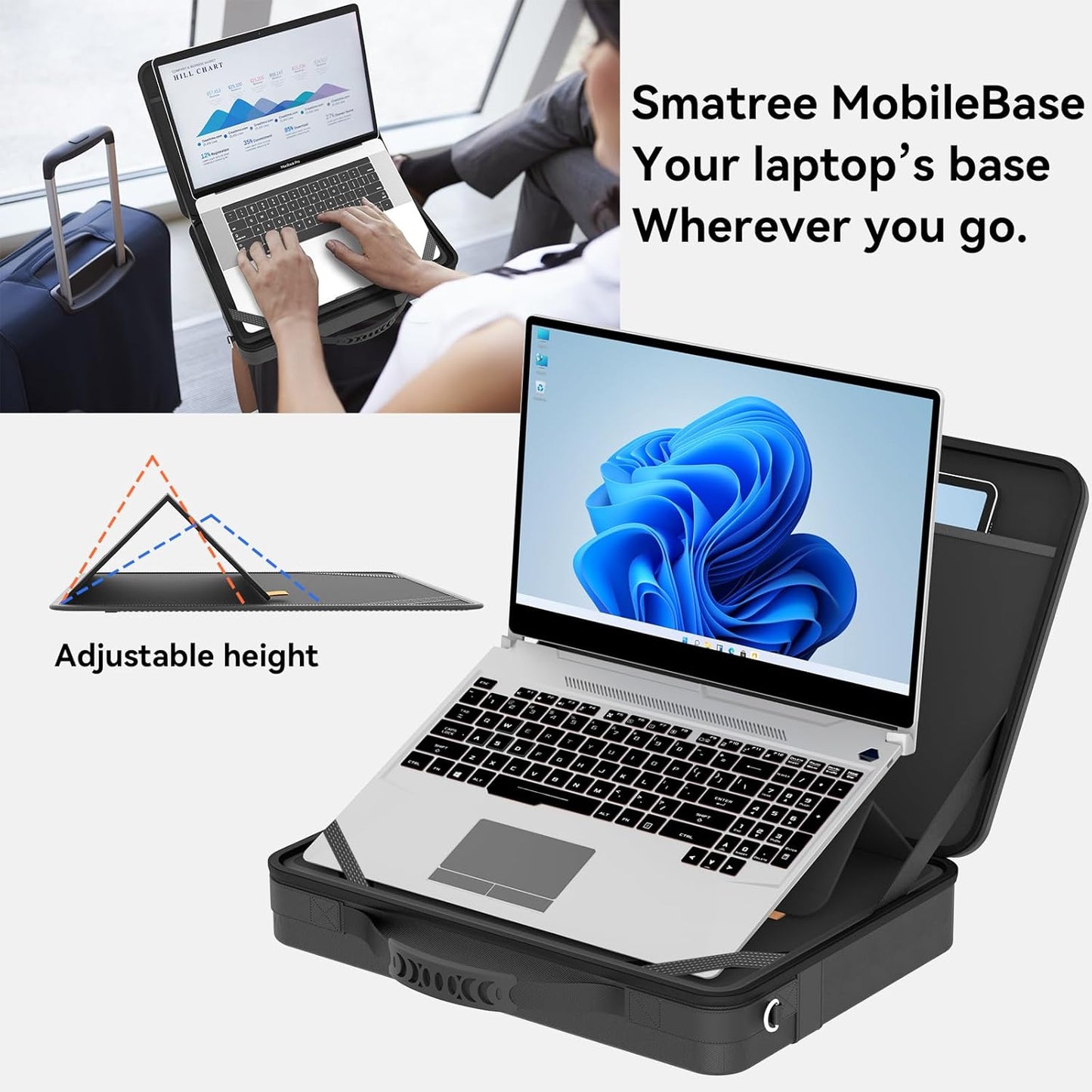 Smatree MobileBase Laptop Shoulder Case with Stand for 15-16 inch Lenovo Yoga Slim 7 Pro Gen 6/7i Aura Edition, for ThinkBook 15 Gen 4, for Lenovo V15/3i Chromebook/LOQ Essential Gen9 (A485S)