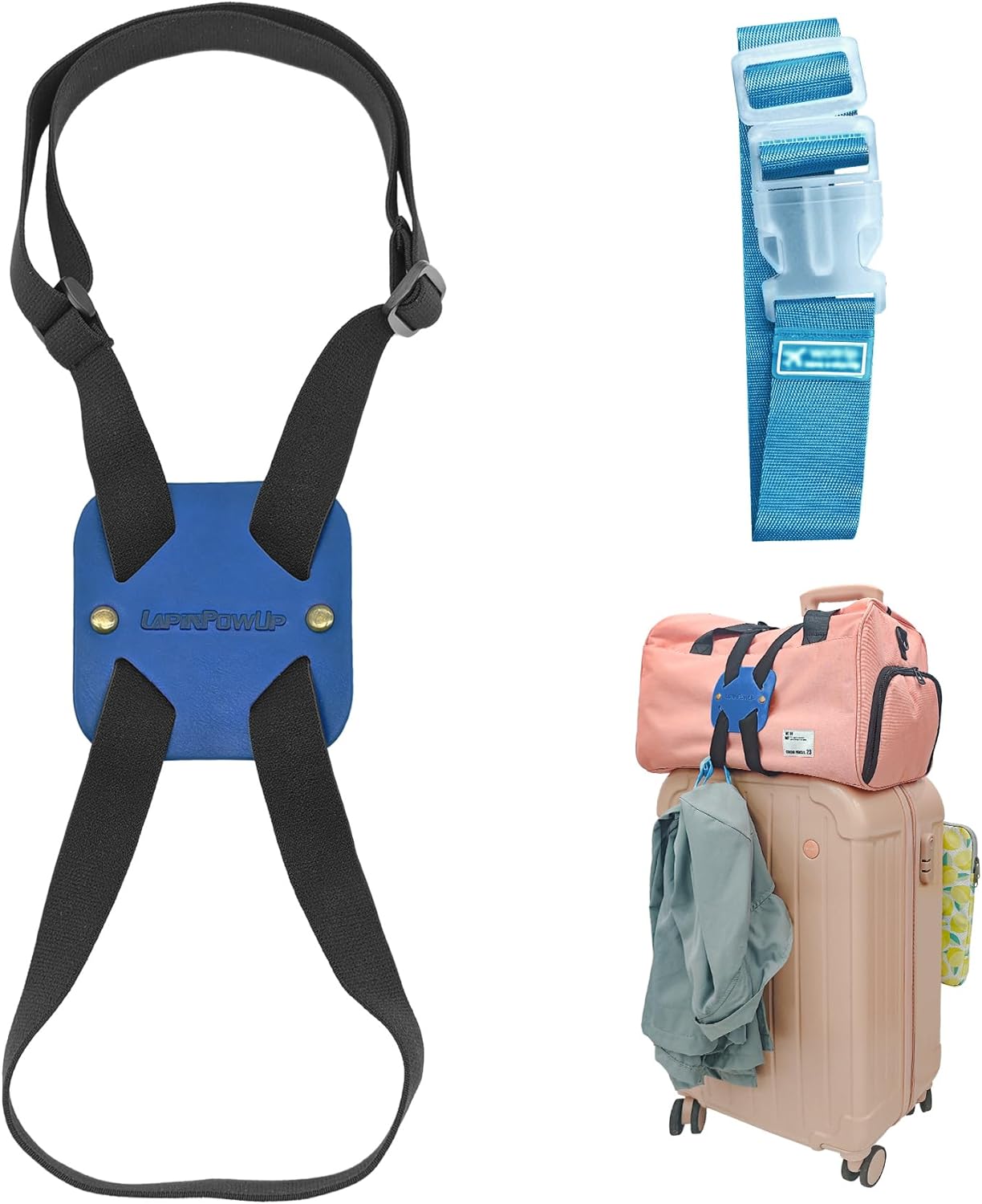 Luggage Straps Bag Bungees, Adjustable TSA-Approved – High Elastic Suitcase Belt for Securing Carry-On (1 Pack Blue)