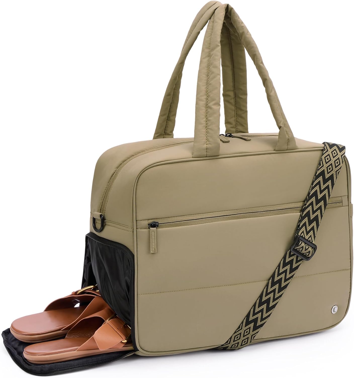 CLUCI Weekender Travel Bag for Women Puffer Tote Bag Carry On Duffle Overnight Bags with Shoe Compartment