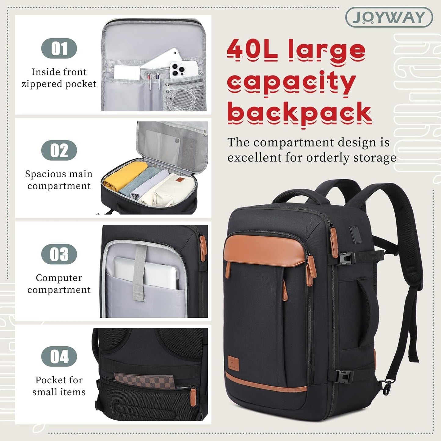 Joyway Expandable Luggage Sets 5 Piece, Lightweight Hard Shell Travel Suitcase Set with Spinner Wheels and TSA Lock