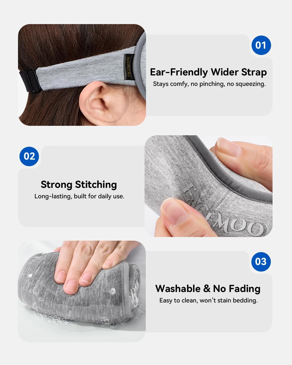 FACEMOON 3D Blackout Weighted Eye Mask for Sleep, Airplane Travel Essential