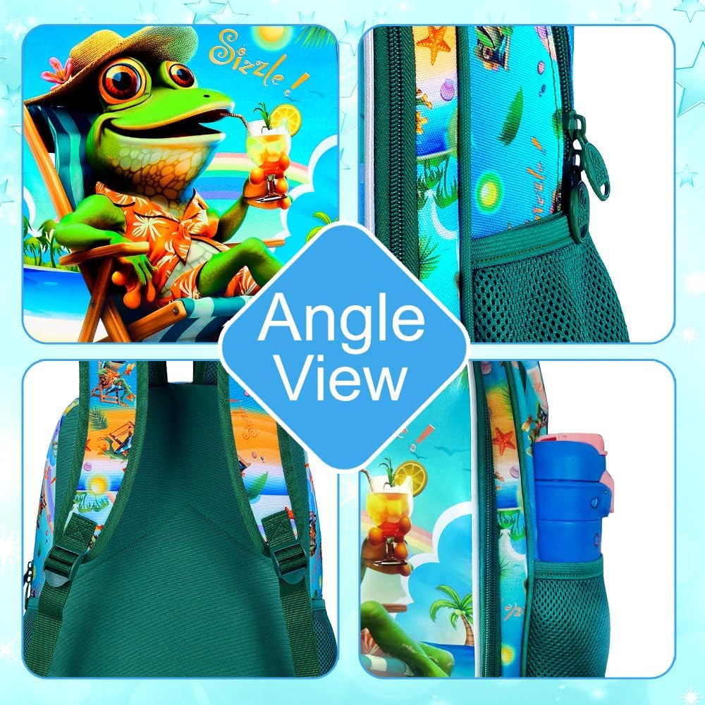 3PCS Boys Backpack, Water Resistant Kids Bookbag Set with Lunch Box, Cute School Bag for Preschool Toddler