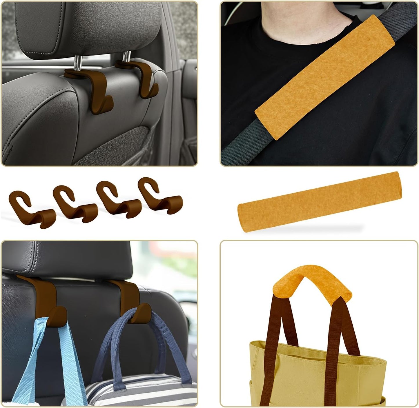 MeZQ Zippered Canvas Utility & Travel Tote Bag for Women - Multi-Pocket Compartments | car bag hooks,makeup bag,car hooks