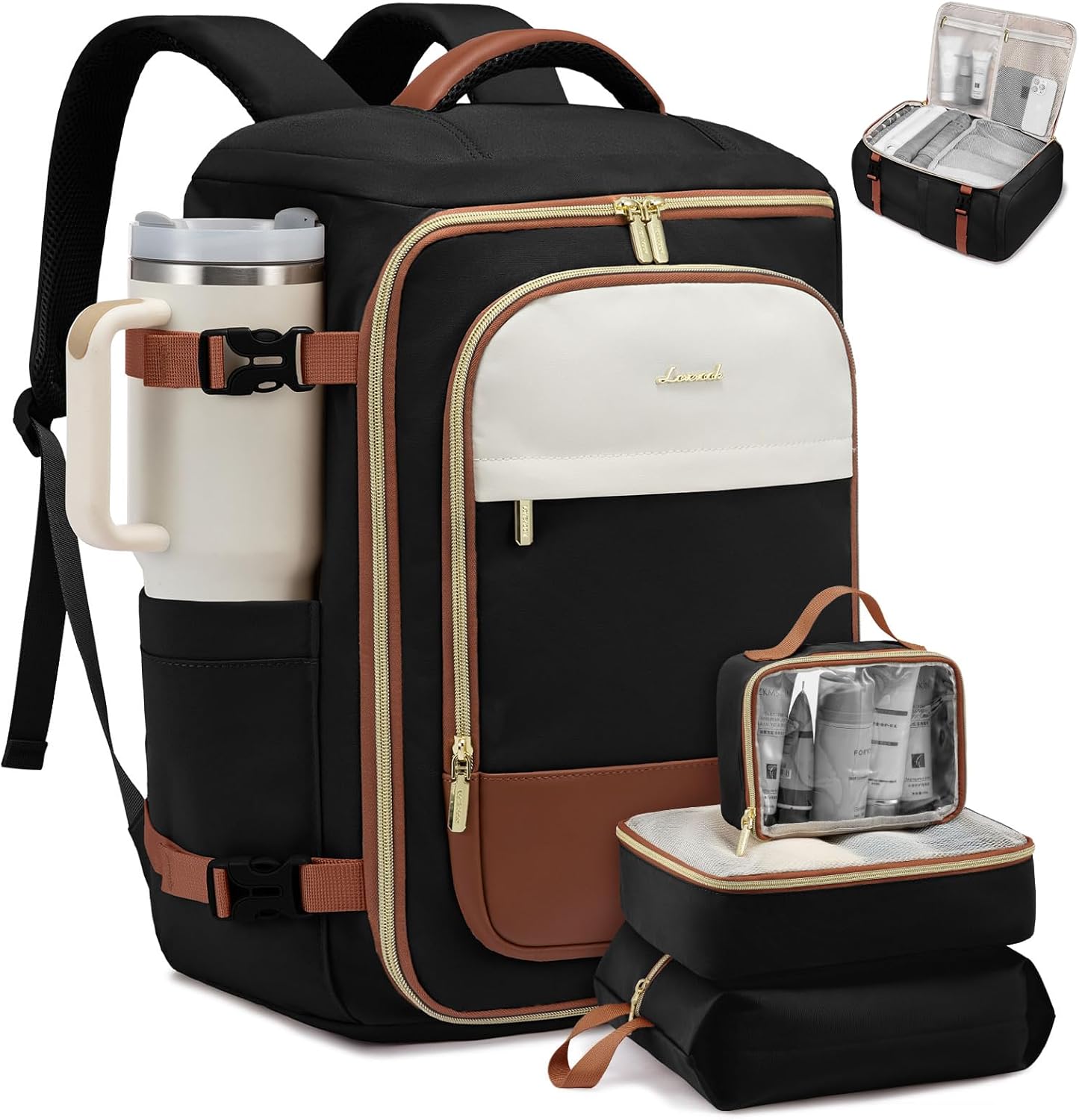 LOVEVOOK 50L Travel Backpack for Women, TSA Approved Carry On Backpack with 3 Packing Cubes, Personal Item Bag Fits 17" Laptop, Water-resistant Carry On Bag for Airplanes