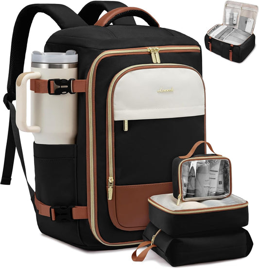 LOVEVOOK 50L Travel Backpack for Women, TSA Approved Carry On Backpack with 3 Packing Cubes, Personal Item Bag Fits 17" Laptop, Water-resistant Carry On Bag for Airplanes