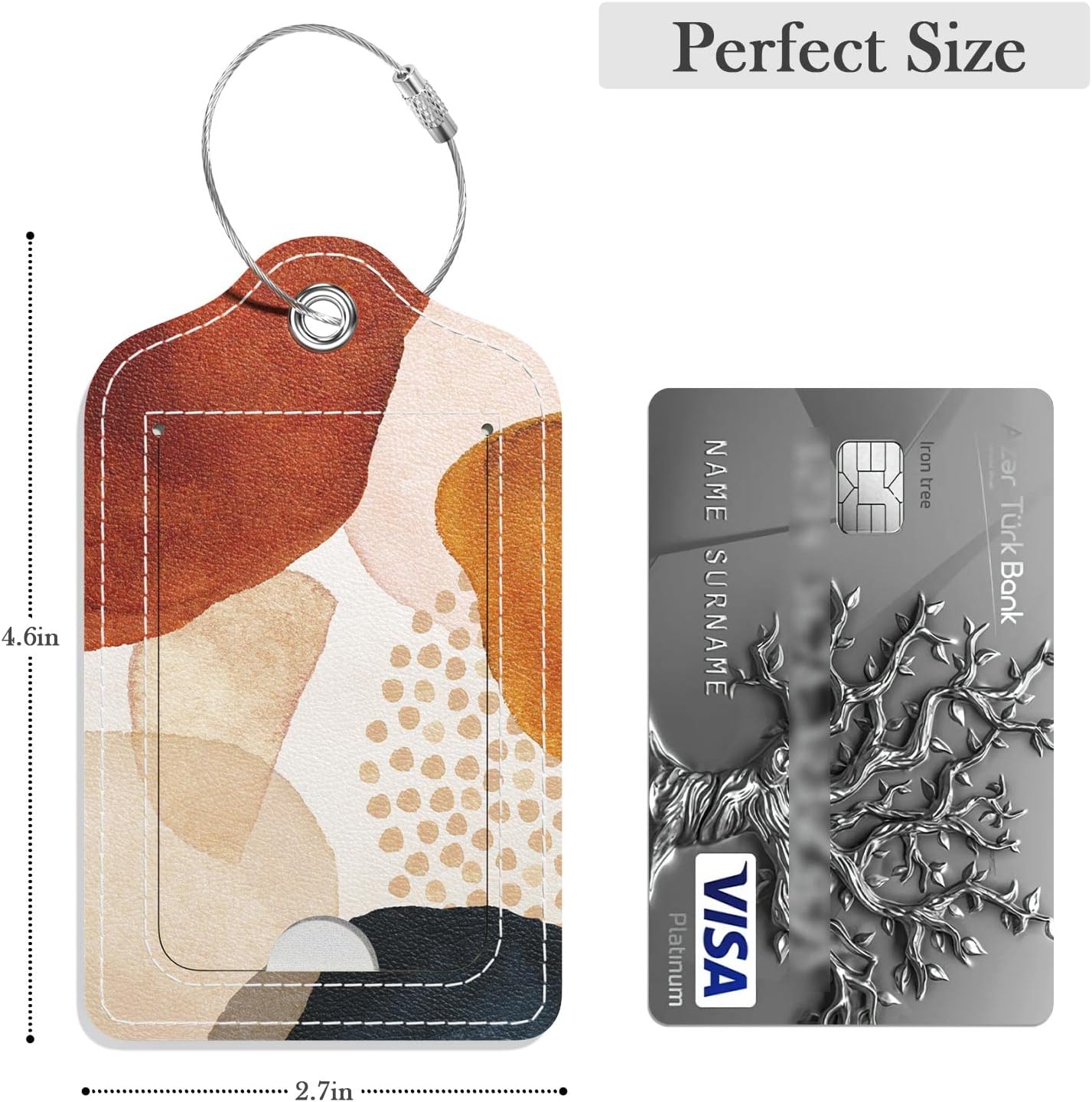 Luggage Tags for Suitcase, 2 Pack PU Leather Travel Cruise Luggage Tag with Privacy Flap, Name ID Label and Metal Loop for Women Suitcase Baggage Bag Backpack Instrument, Abstract Stone