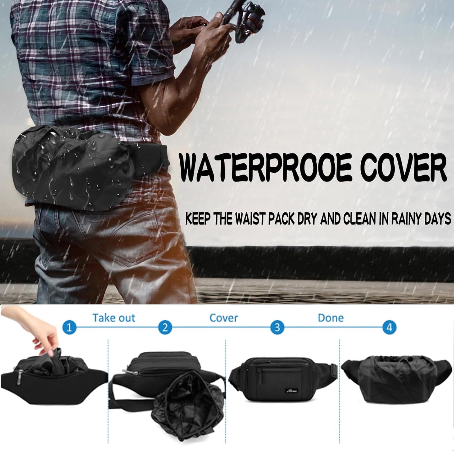 Waist Pack Bag Fanny Pack for Men&Women Hip Bum Bag with Adjustable Strap for Outdoors Workout Traveling Casual Running Hiking Cycling (New Black)