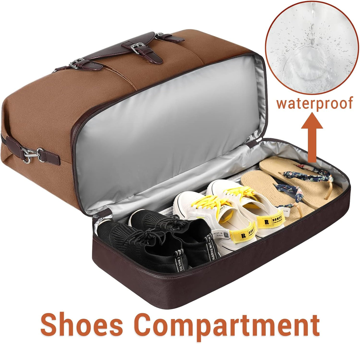 Weekender Bag for Women, Large Overnight Bag Canvas Travel Duffel Bag Carry On Tote with Shoe Compartment 21" 3Pcs Set