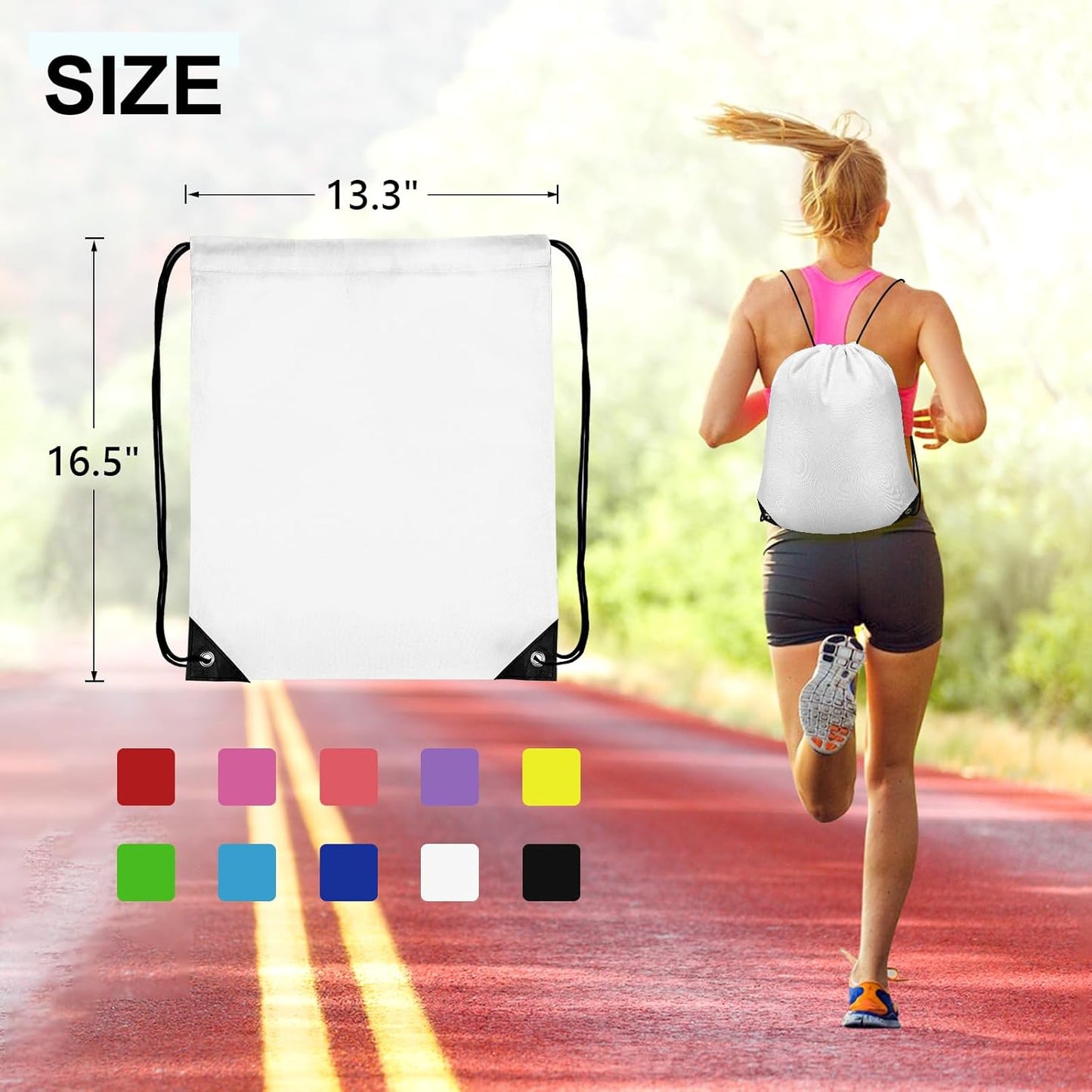 200Pcs Drawstring Backpack Bulk Cinch Sackpack Drawstring Bags Nylon for Gym Party Trip(White)