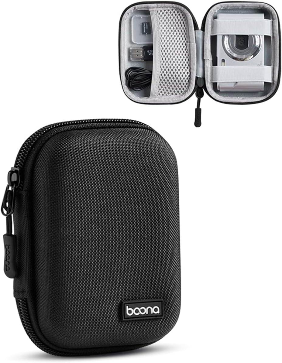 Digital Camera Case for CAMKORY, KODAK PIXPRO FZ45/FZ55, Canon IXUS 285 HS, Lecran, Small Travel Compact Camera Holder with Mesh Pocket for Accessories SD Card (Black-Oxford)