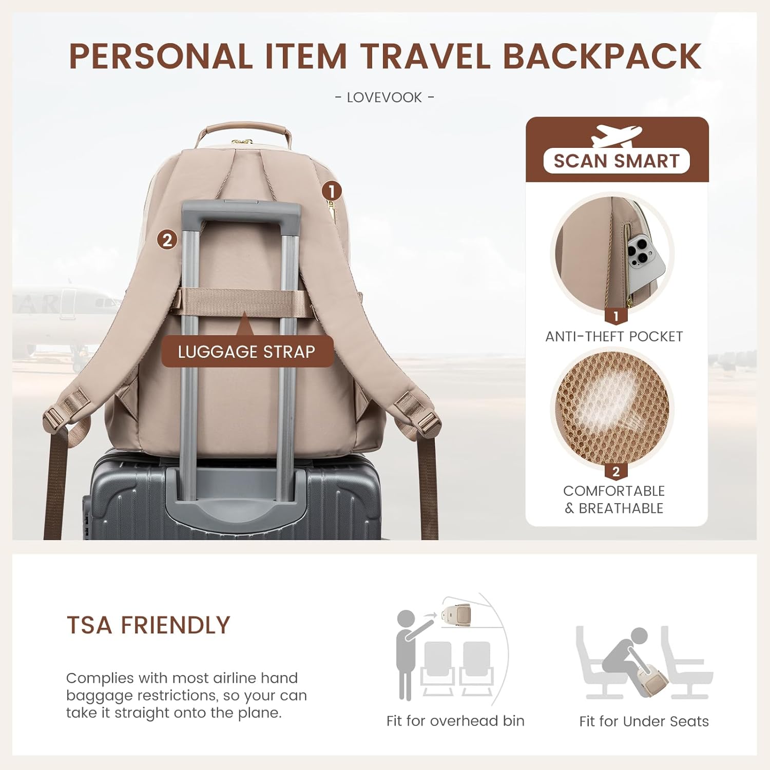 LOVEVOOK Laptop Backpack for Women with Pouch Pocket for Large Capacity Cup,15.6 Inch Laptop