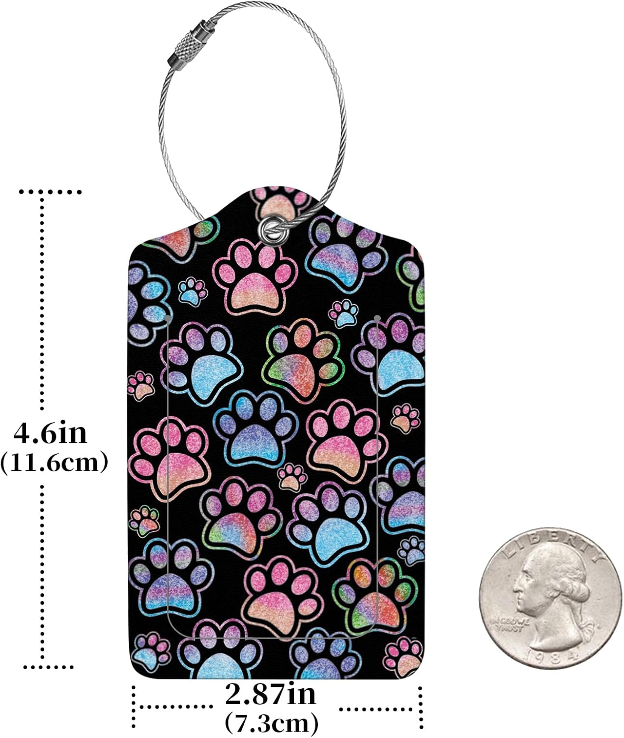 2 Pcs Luggage Tags for Suitcase, Cute Unique PU Leather Travel Bag Tag with Privacy Cover ID Label