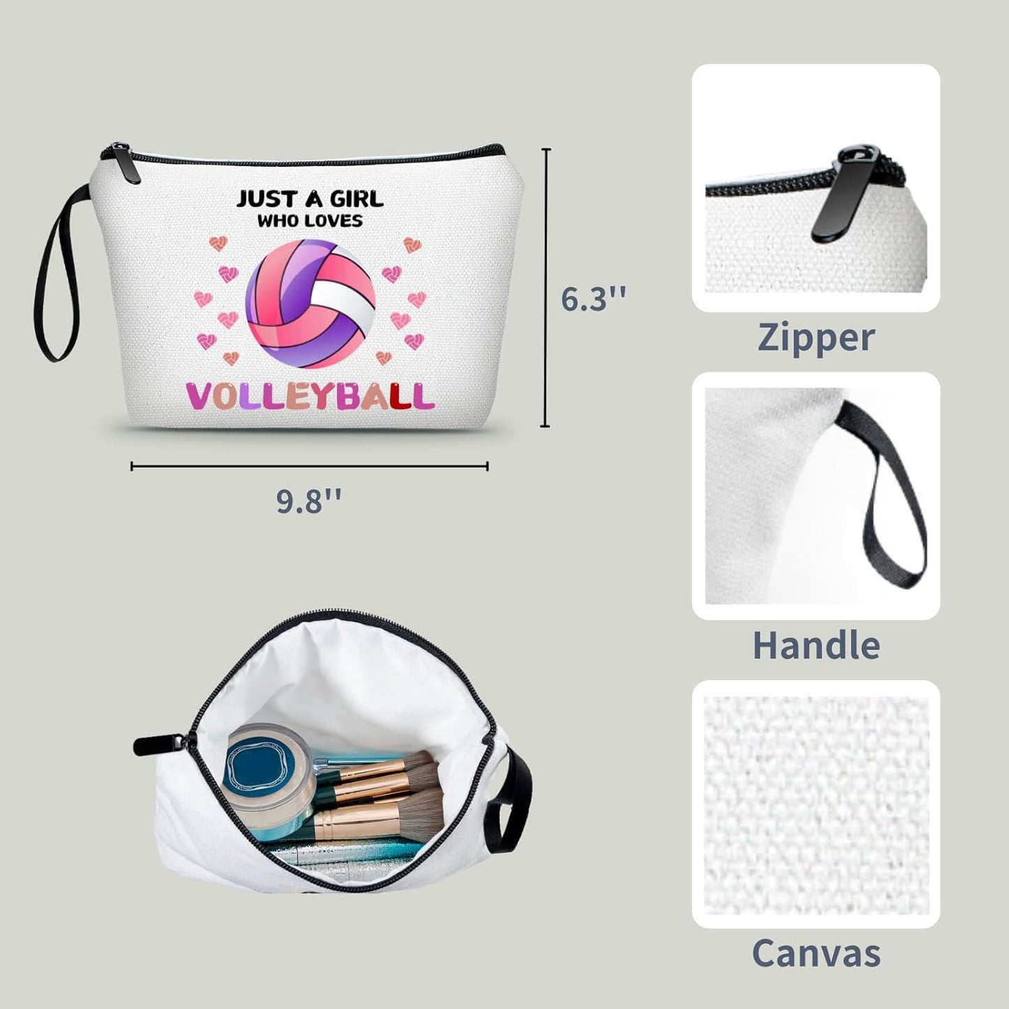 Volleyball Gifts for Teen Girls,Volleyball Gifts for Team,Volleyball Makeup Bag,Volleyball Stuff,Small Cosmetic Bag,Birthday Gifts for Friends Female,Volleyball Gifts
