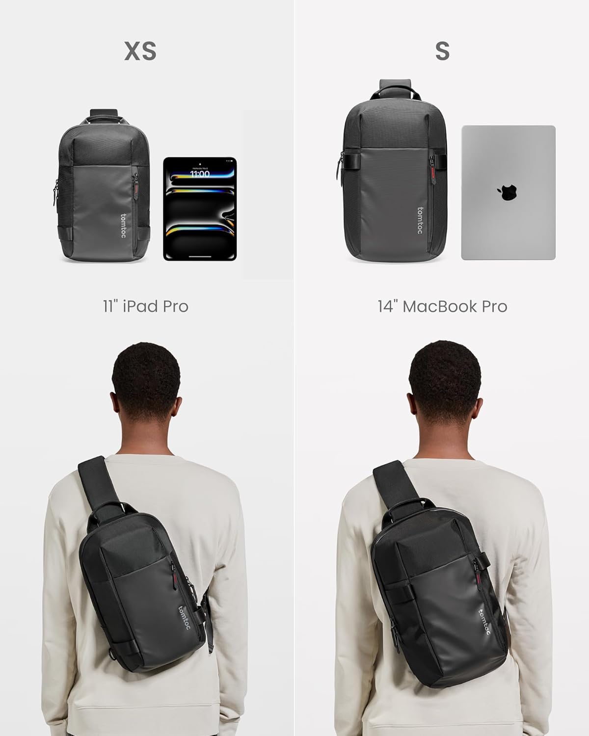 tomtoc 7L Sling Backpack Crossbody Bag for Men Women, EDC Daypack Chest Shoulder bag for 14-inch MacBook Pro M5, 13" MacBook Air/Pro, 13'' iPad Pro M5/iPad Air M3, Organized, Daily Use, Work, Travel-S