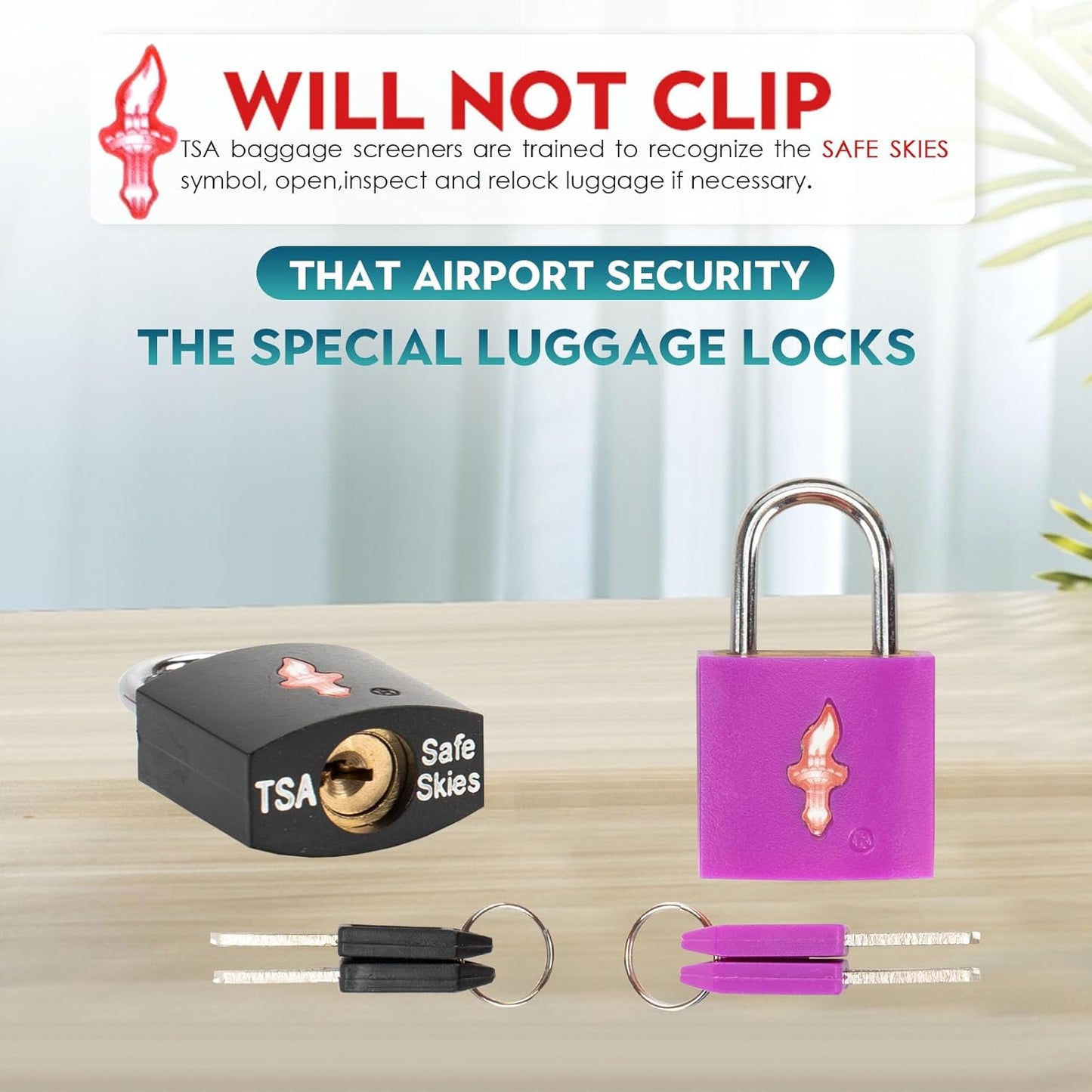 8 Pack 11/12 Inch Wide TSA Luggage Lock for Suitcases, Gun Cases & Travel Bags - Solid Brass Security Lock with Colored Shell (8 Colors: Black/Blue/White/Juice)