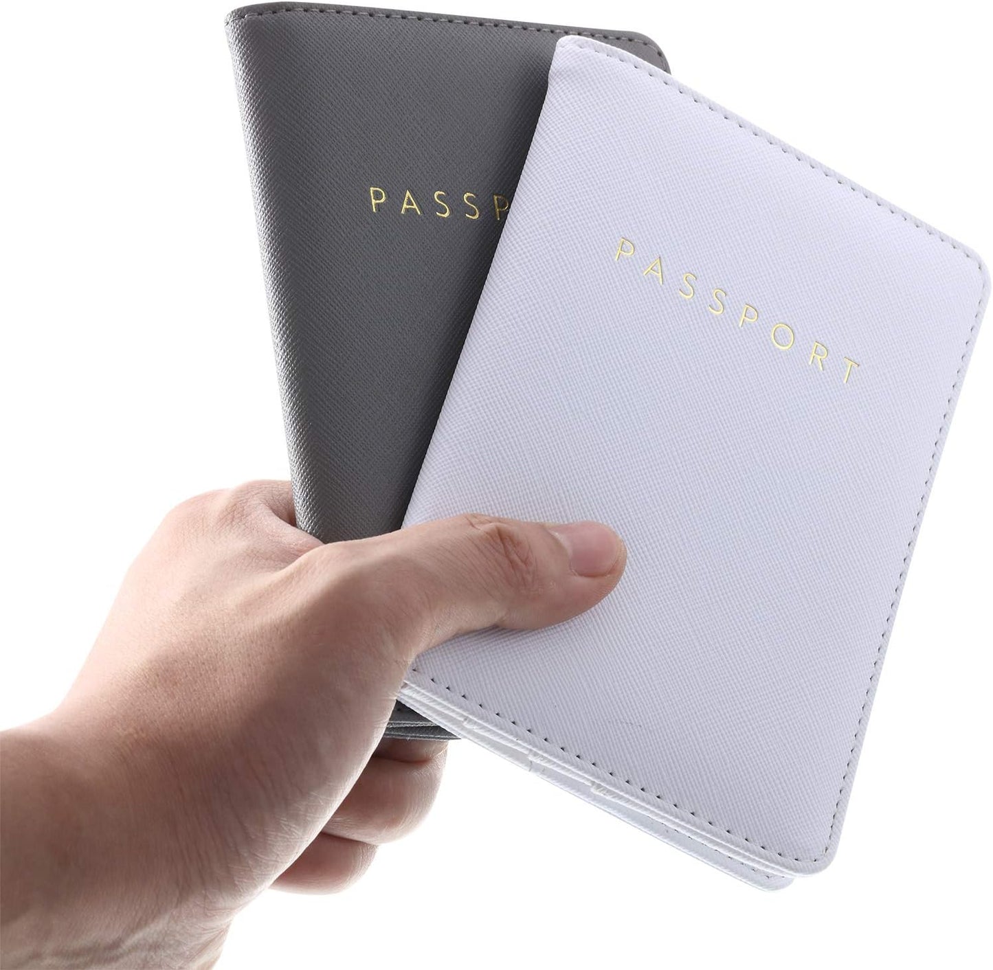 Frienda 2 Pieces Bridal Passport Covers Holder Waterproof Leather Holder Covers Travel Wallet Passport Case for Women and Men