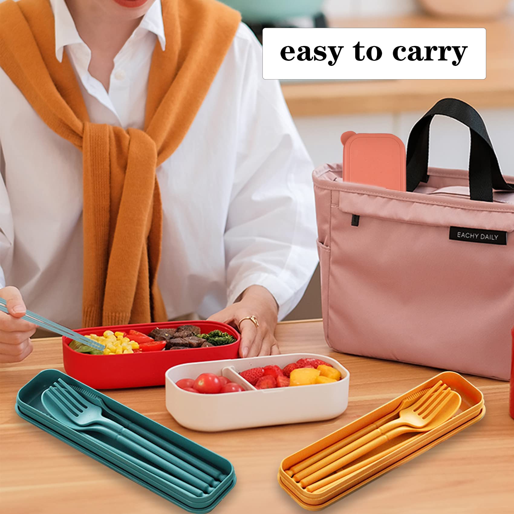 Travel Utensils, Reusable Utensils Set with Case, Camping Plastic Cutlery