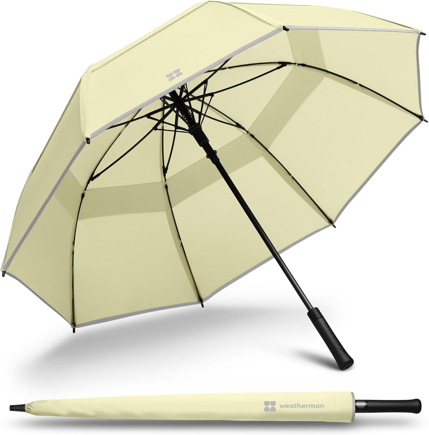 Weatherman Umbrella - Stick Umbrella - Windproof Umbrella Resists Up to 55 MPH Winds (Sunlit Butter)