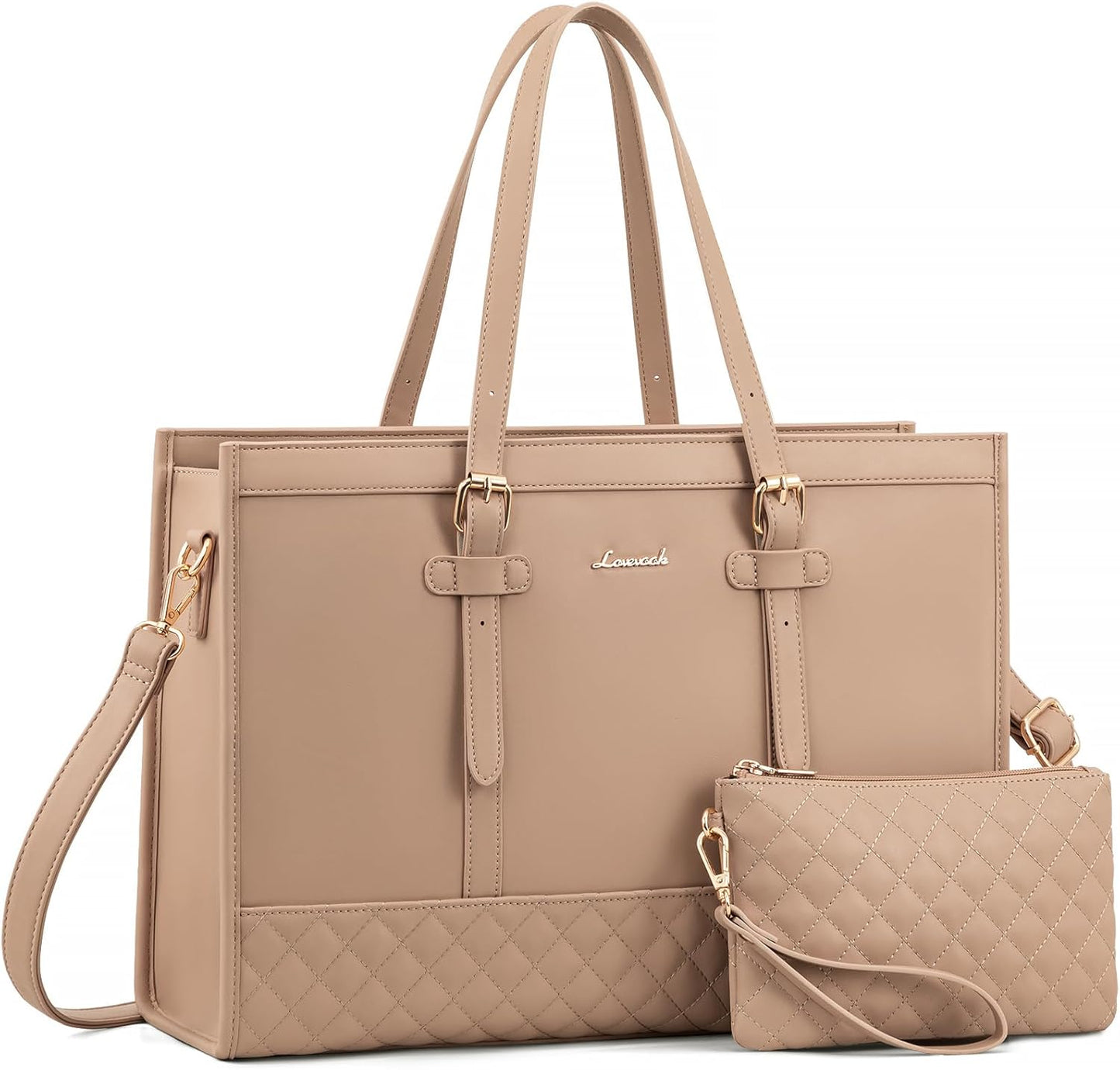 LOVEVOOK Fashion Laptop Tote Bag for Women, Khaki