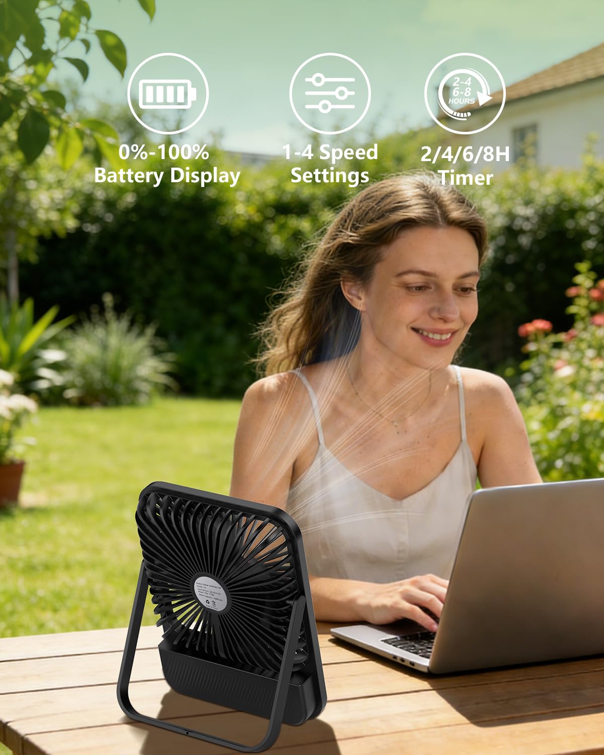 BIVBTP 8000mAh Portable Travel Fan,7in 28hrs Ultra-Thin Desk Fan
