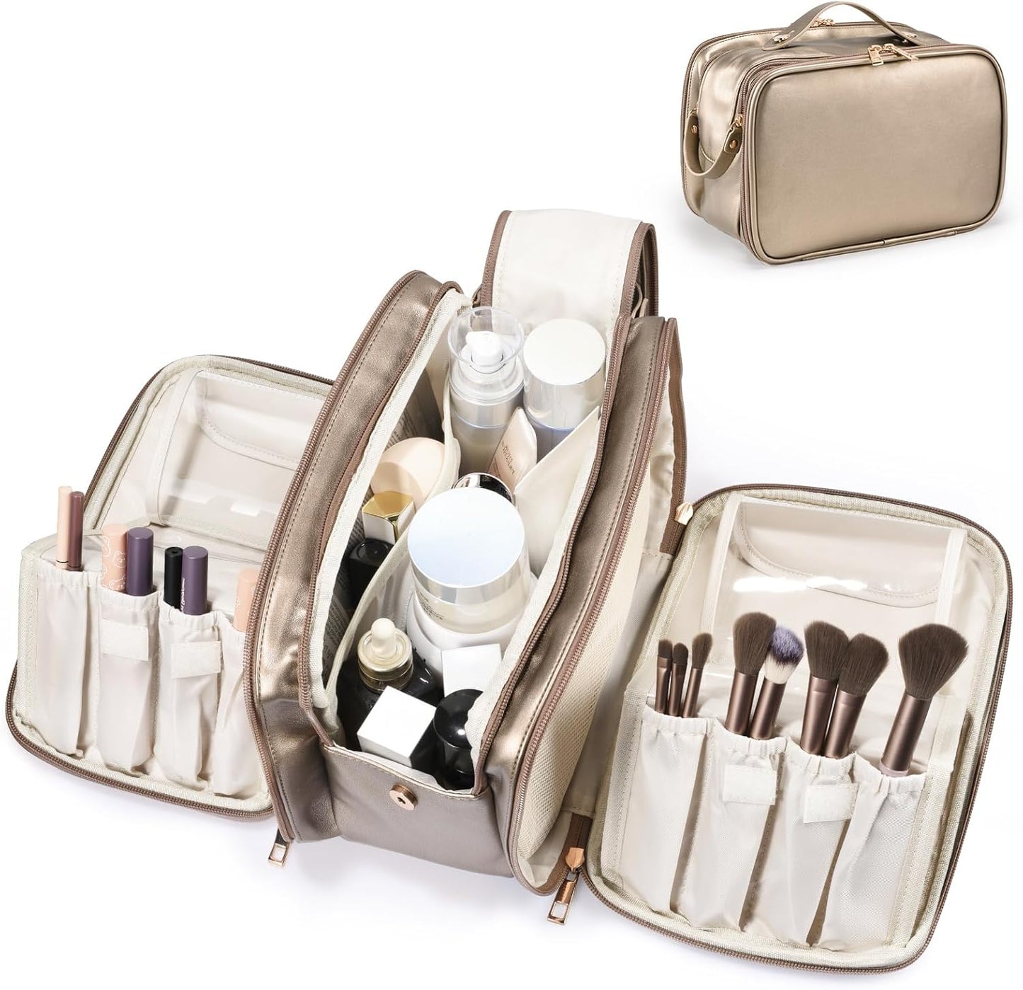 Travel Makeup Bag Women's Large Capacity Cosmetic Portable Organizer Large Opening Waterproof
