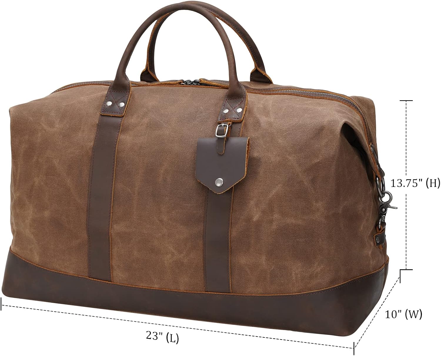Polare 23” Waterproof Travel Duffel Bag Waxed Canvas Cowhide Leather Trim Luggage for Gym 55L