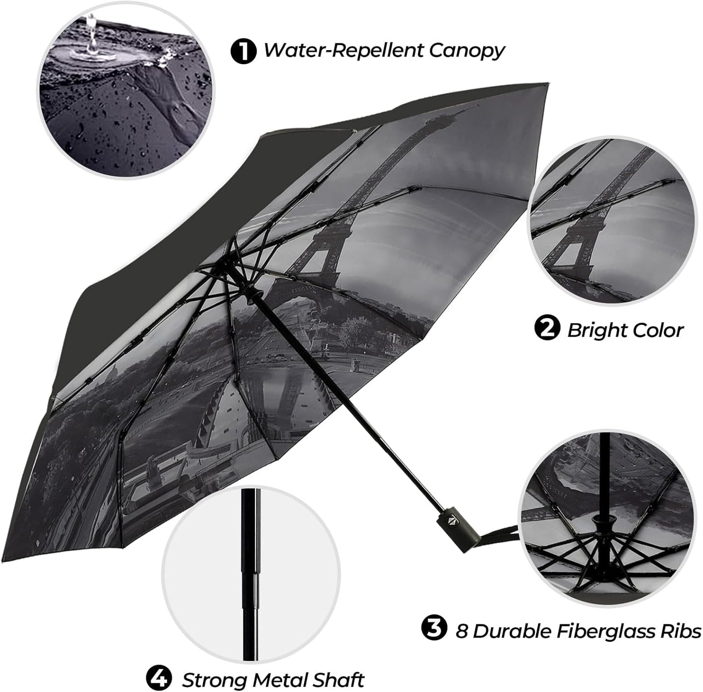 LLanxiry Compact Travel Umbrella, Mini Windproof Umbrellas for Rain & Sun, Small Lightweight Outdoor UV Umbrella, Portable Folding Umbrellas for Travel