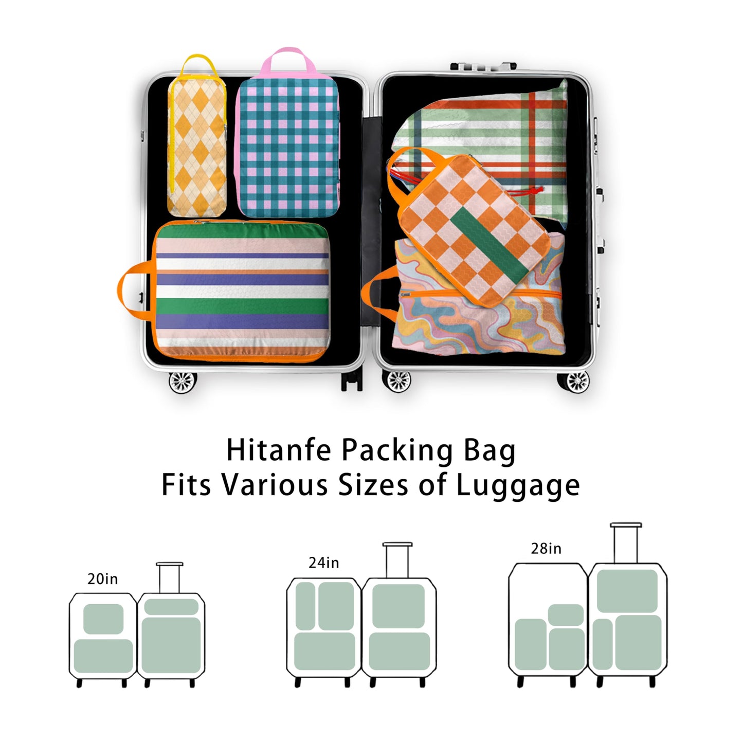 6 Pcs Compression Packing Cubes, Packing Cubes for Travel, Waterproof Luggage Organizer Bags Set