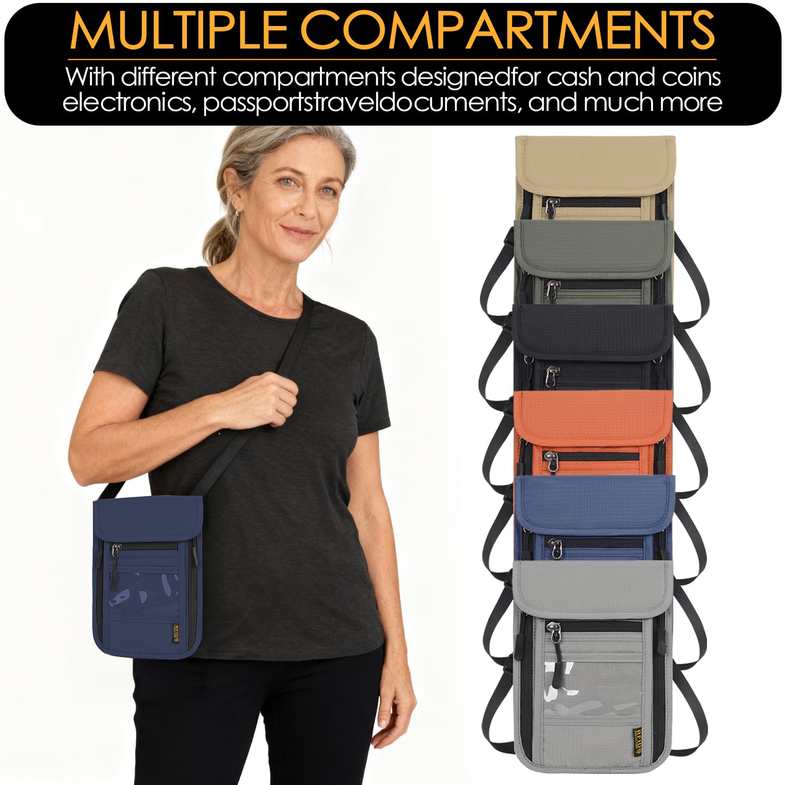 Travel Neck Wallet RFID Blocking – Hidden Passport Holder & Anti-Theft Money Pouch for Men & Women