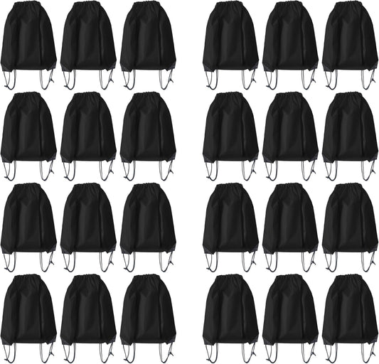 Drawstring Backpack Bulk 24Pcs Draw String Backpack Bags DIY Gym Sports Traveling Yoga Cinch Bag Sackpack Drawstring(black)