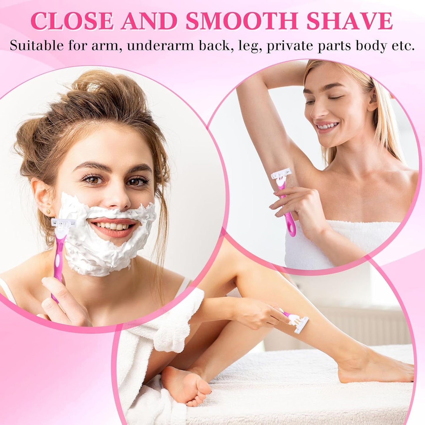 72 Count Women's Disposable Razors Blades Bulk 3 Blade Razors for Women Disposable Head Razor Sensitive Skin Razor Comfortable Shave for Bathing Hotel Travel