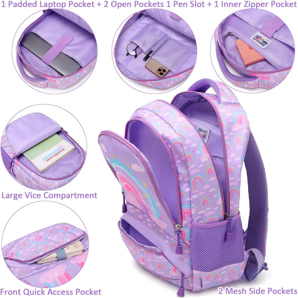Meisohua Girls Backpack with Lunch Box 3 in 1 Set Kids Backpack for Girls Preschool Kindergarten Elementary School Backpack